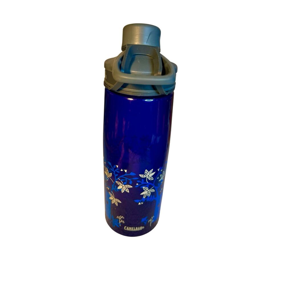 CamelBak Water Bottle With a Blue Finish and White Wildflower Design